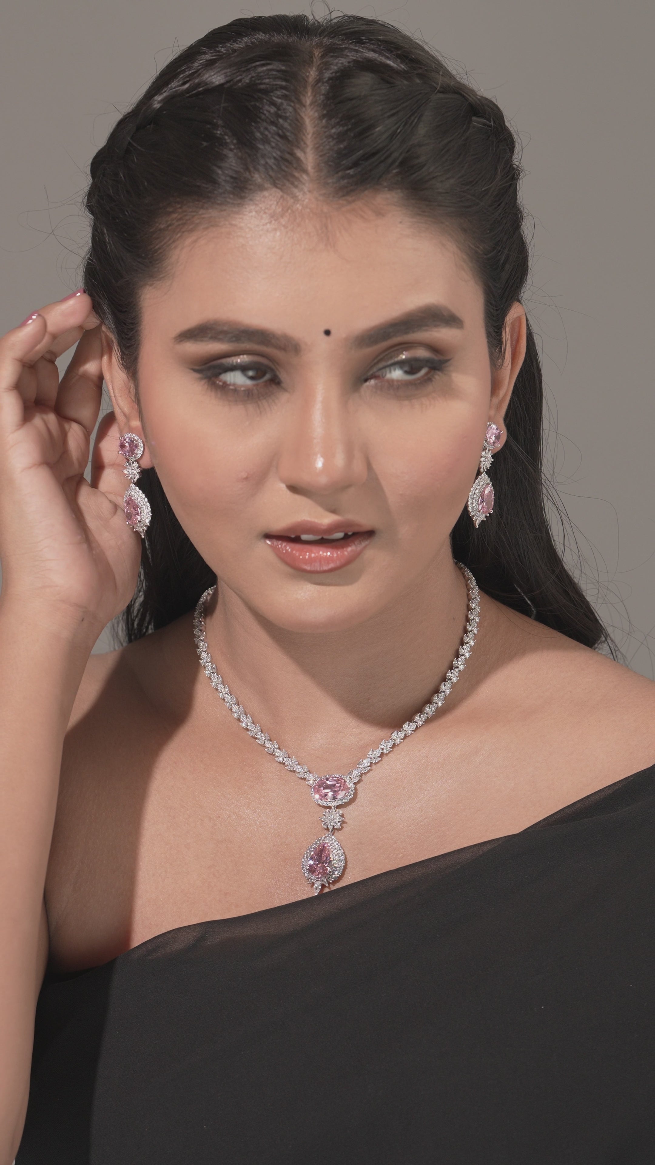 Duo Drop Tennis Necklace & Earring Set