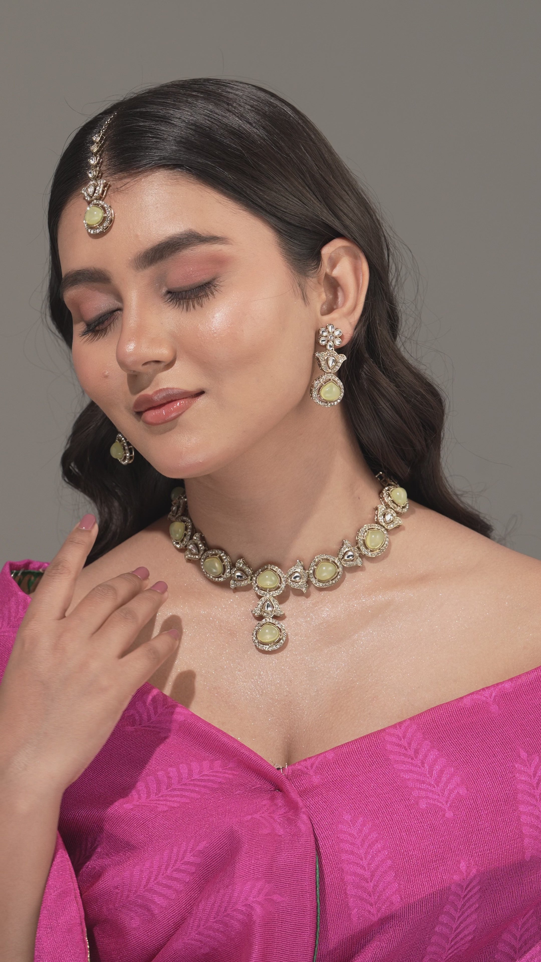 Lemon Glow – Yellow Zedex & CZ Choker Necklace