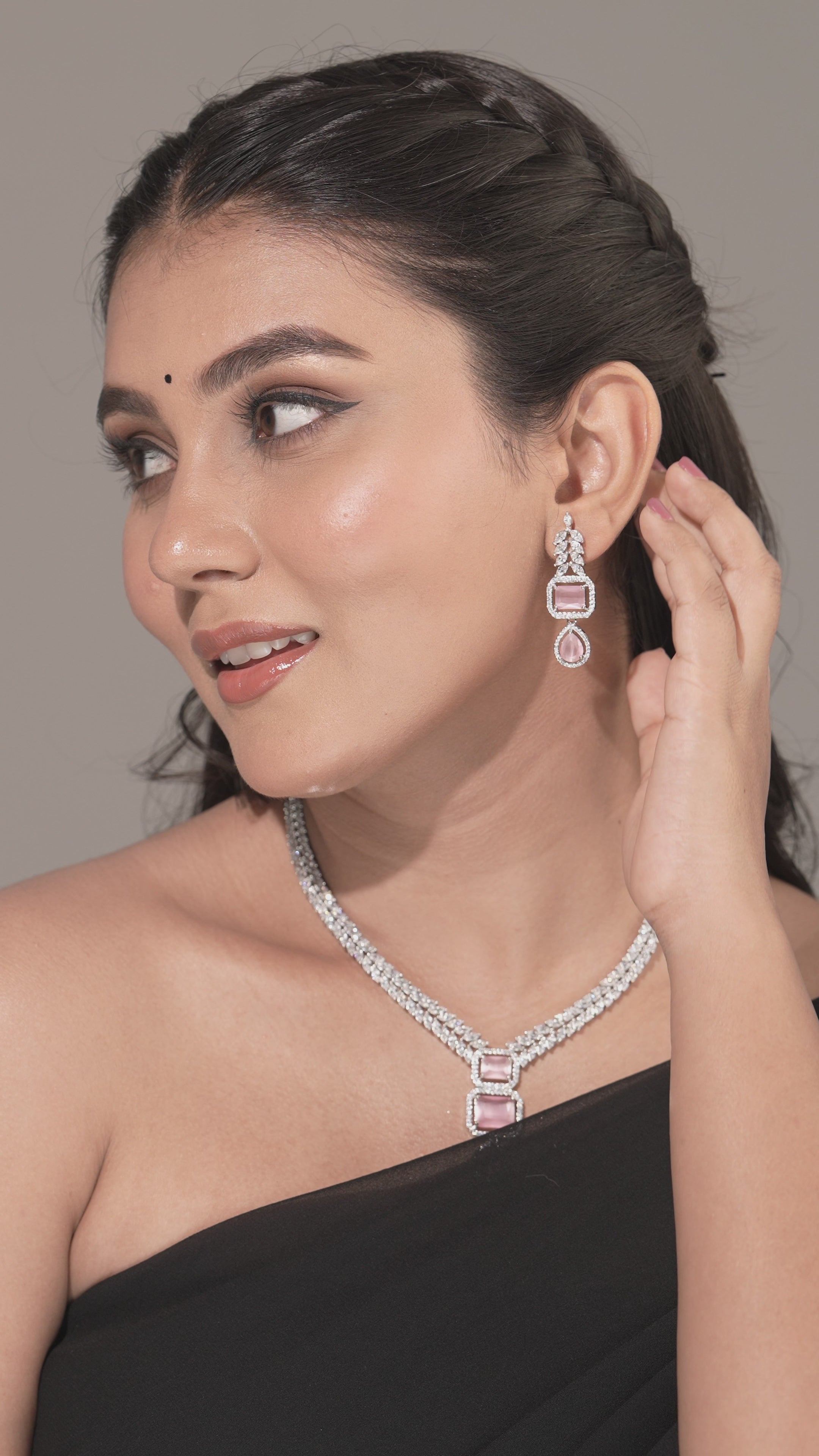 Blush Marquise Drop CZ Necklace & Earring Set