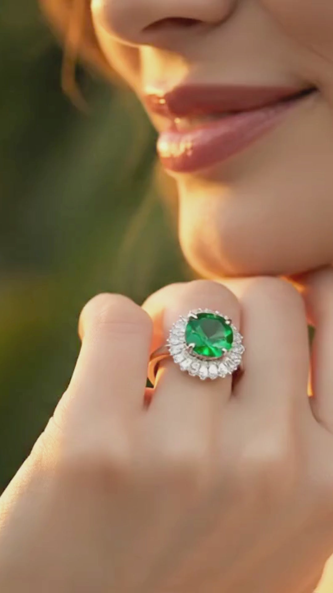 Emerald Sterling Silver Baguette CZ Adjustable Ring | Rose Quartz | Mataari
