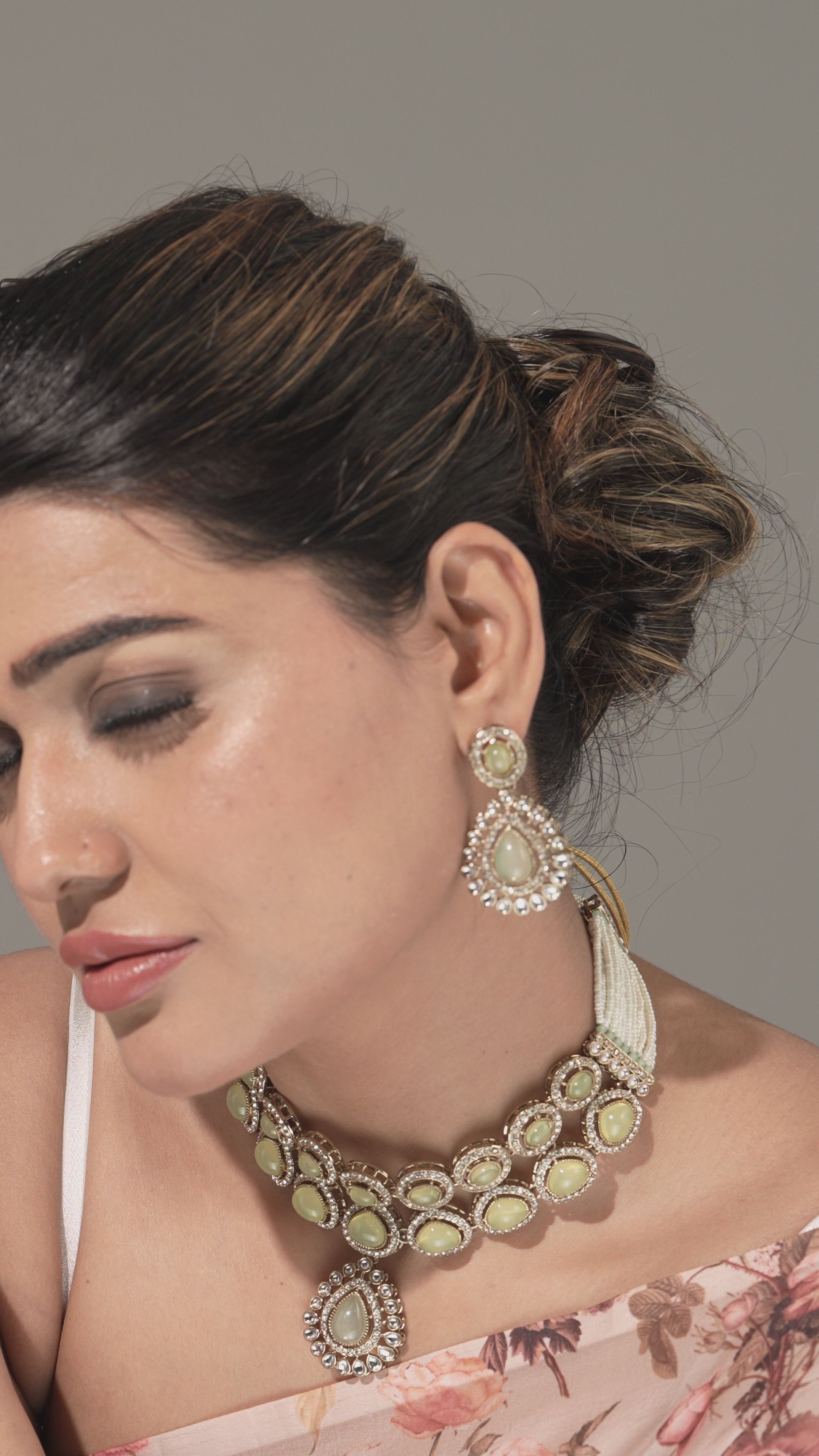 Golden Bloom – Pear Lemon Zedex & CZ Necklace