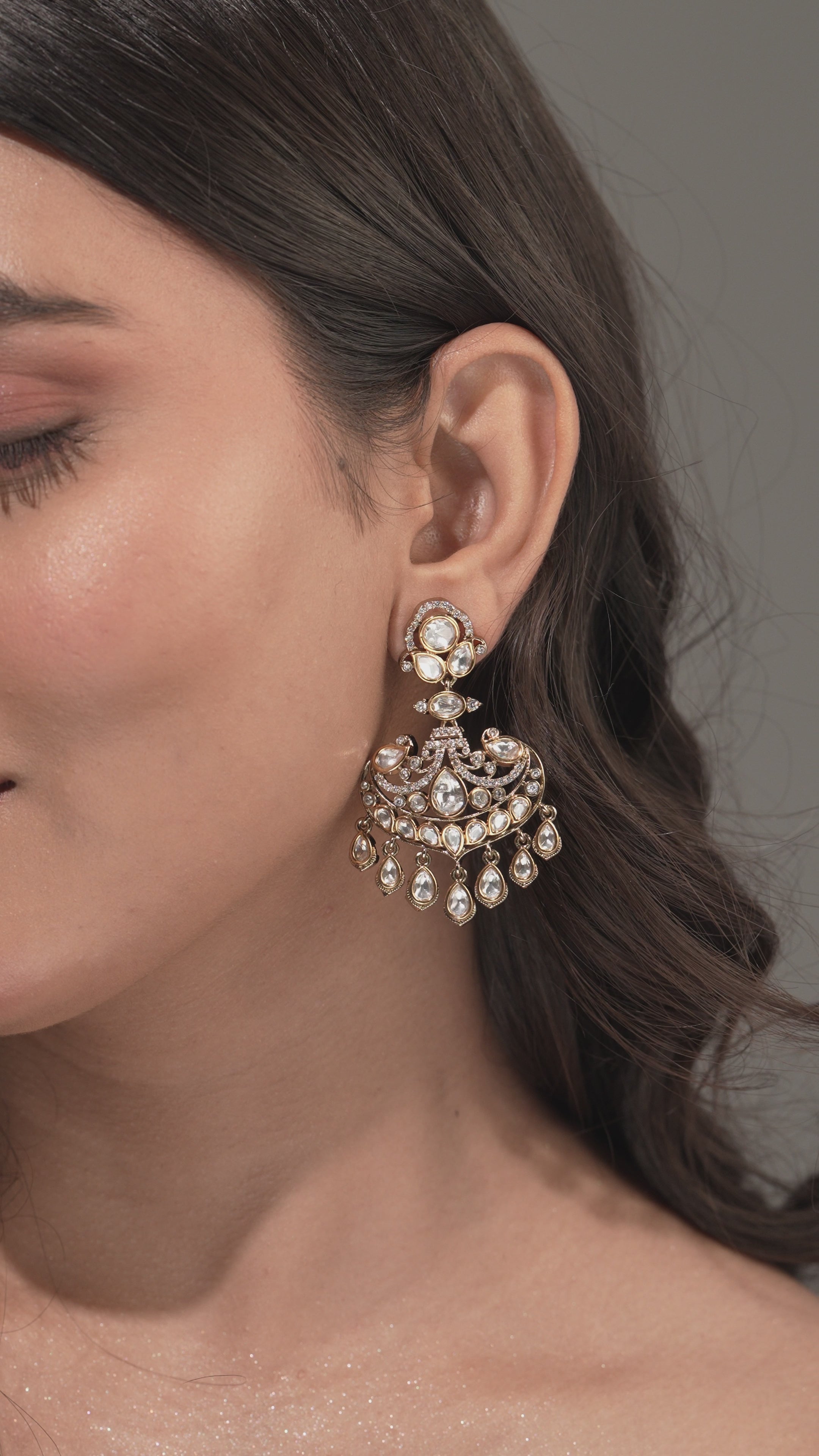 Antique Radiance Mozanite Jhumka Earrings