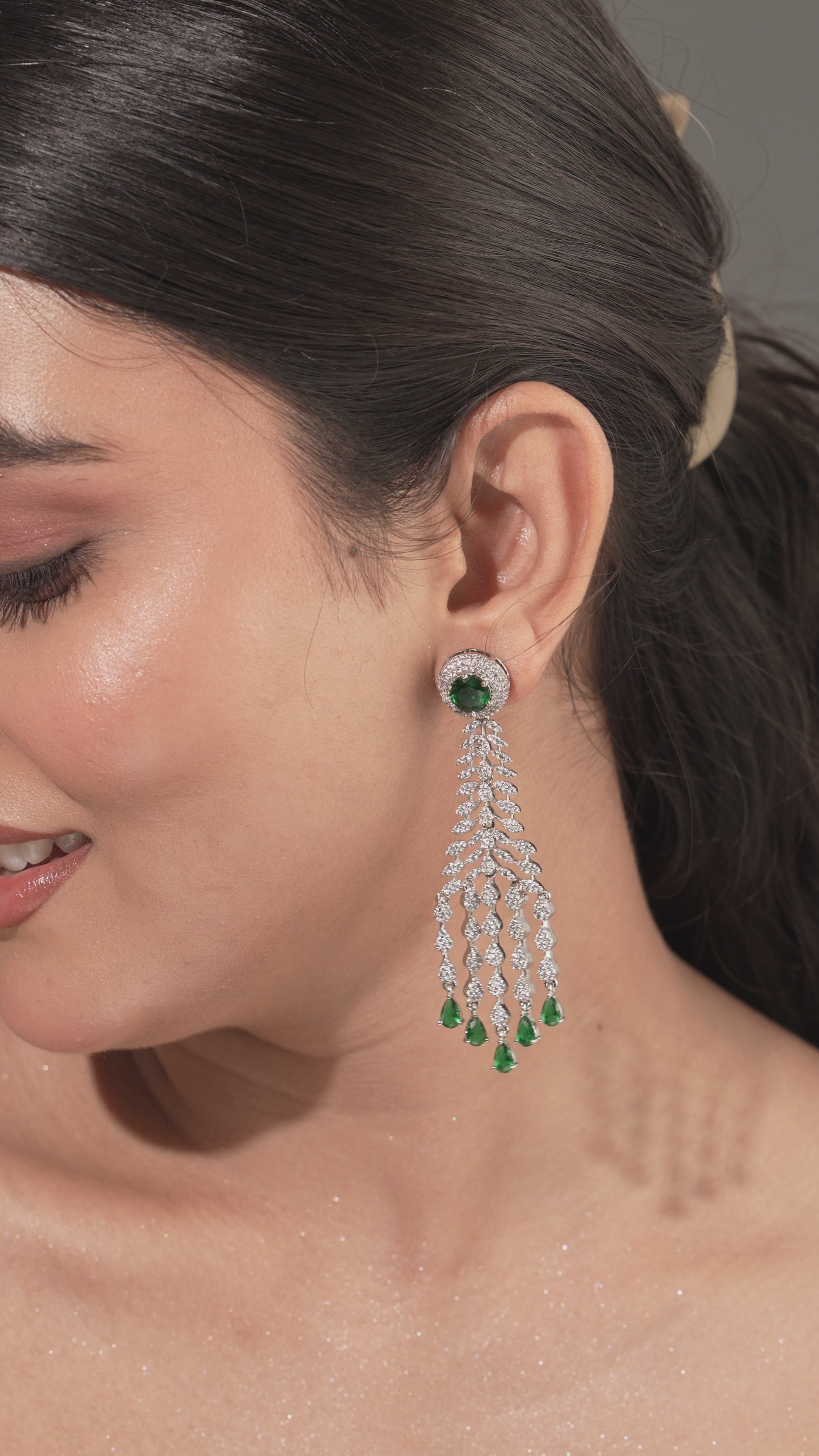 Emerald Cascade Chandelier Earrings