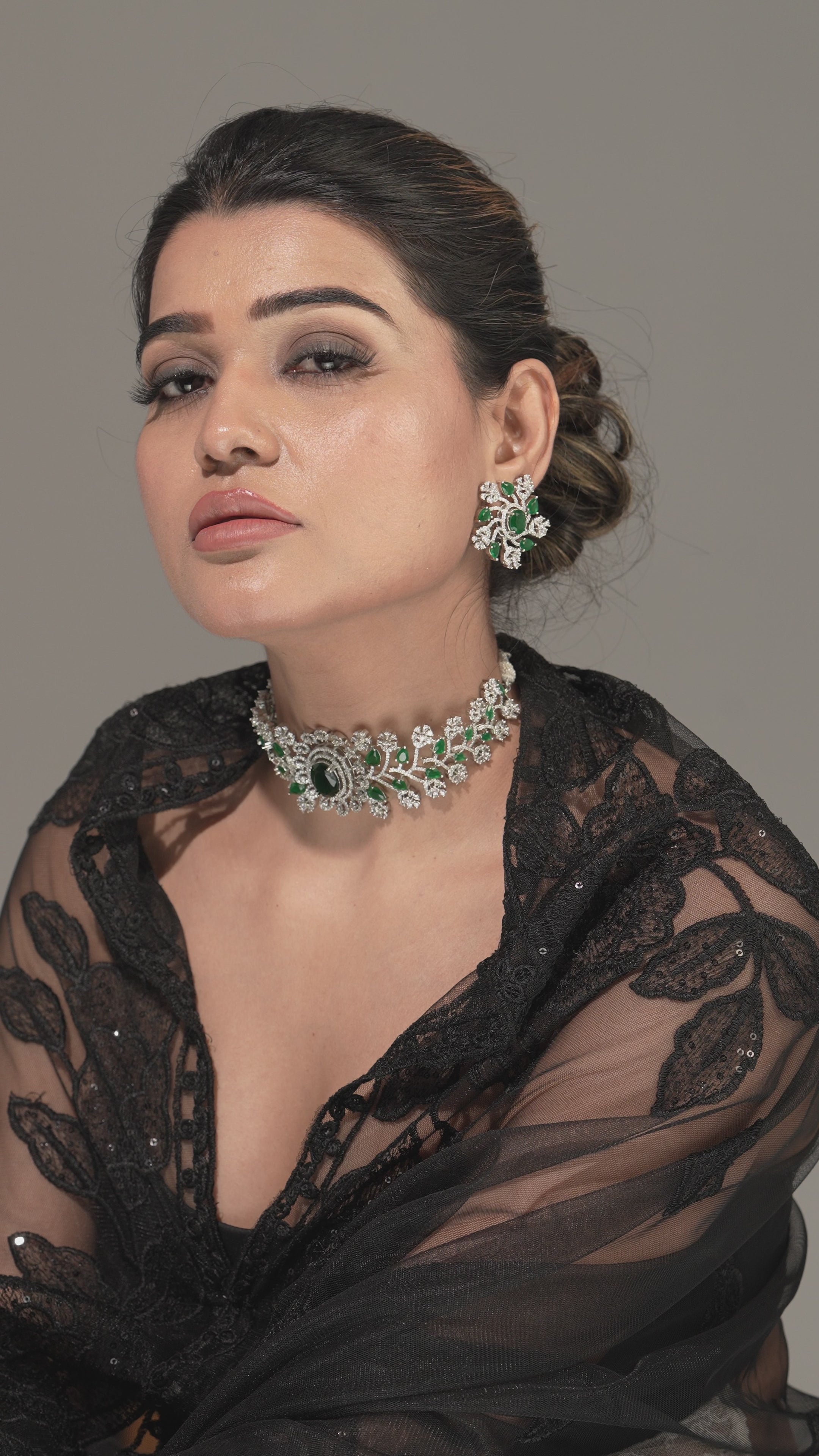 Emerald Bloom Designer Choker set