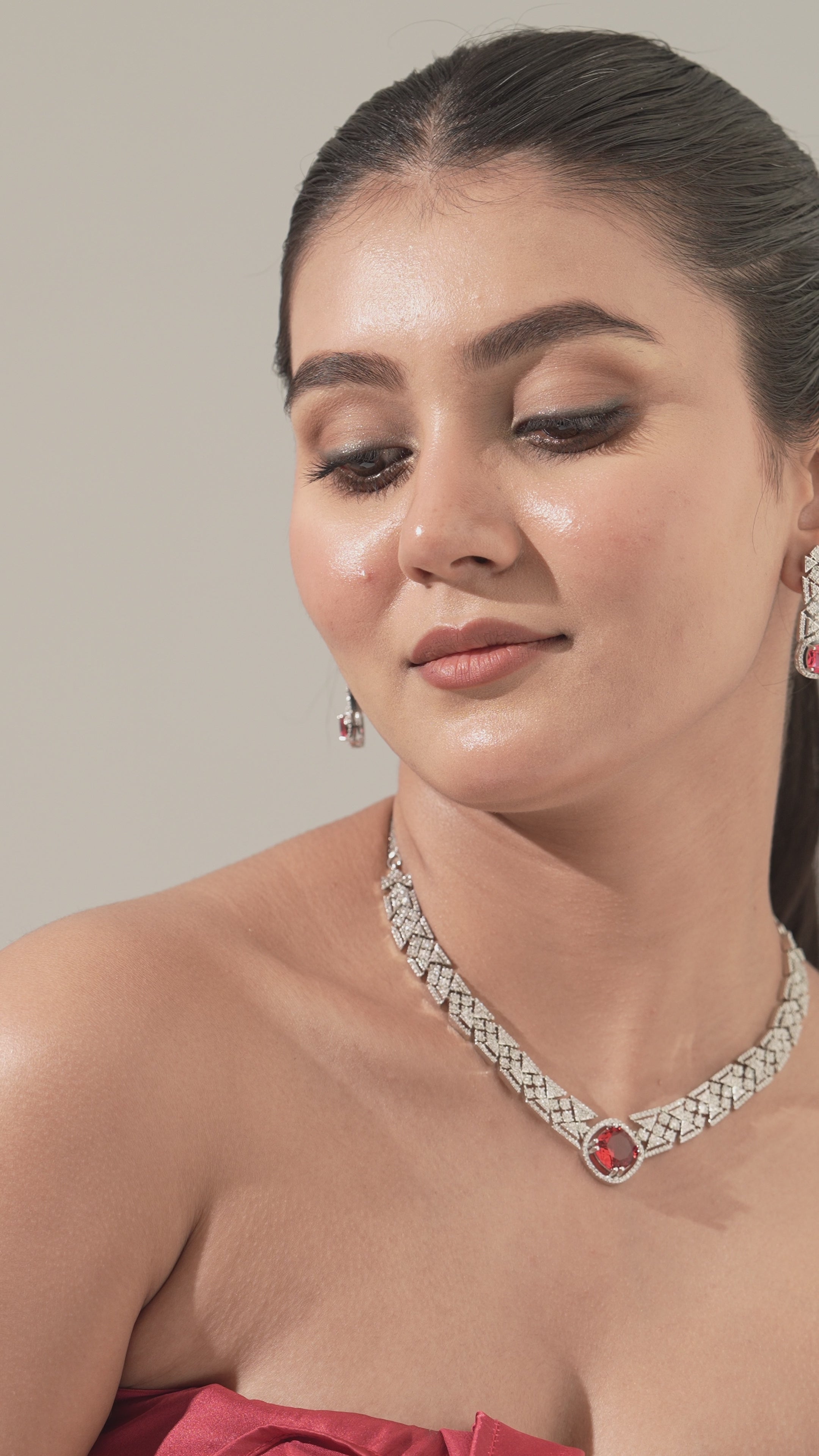 Amethyst Allure CZ Choker & Earring Set