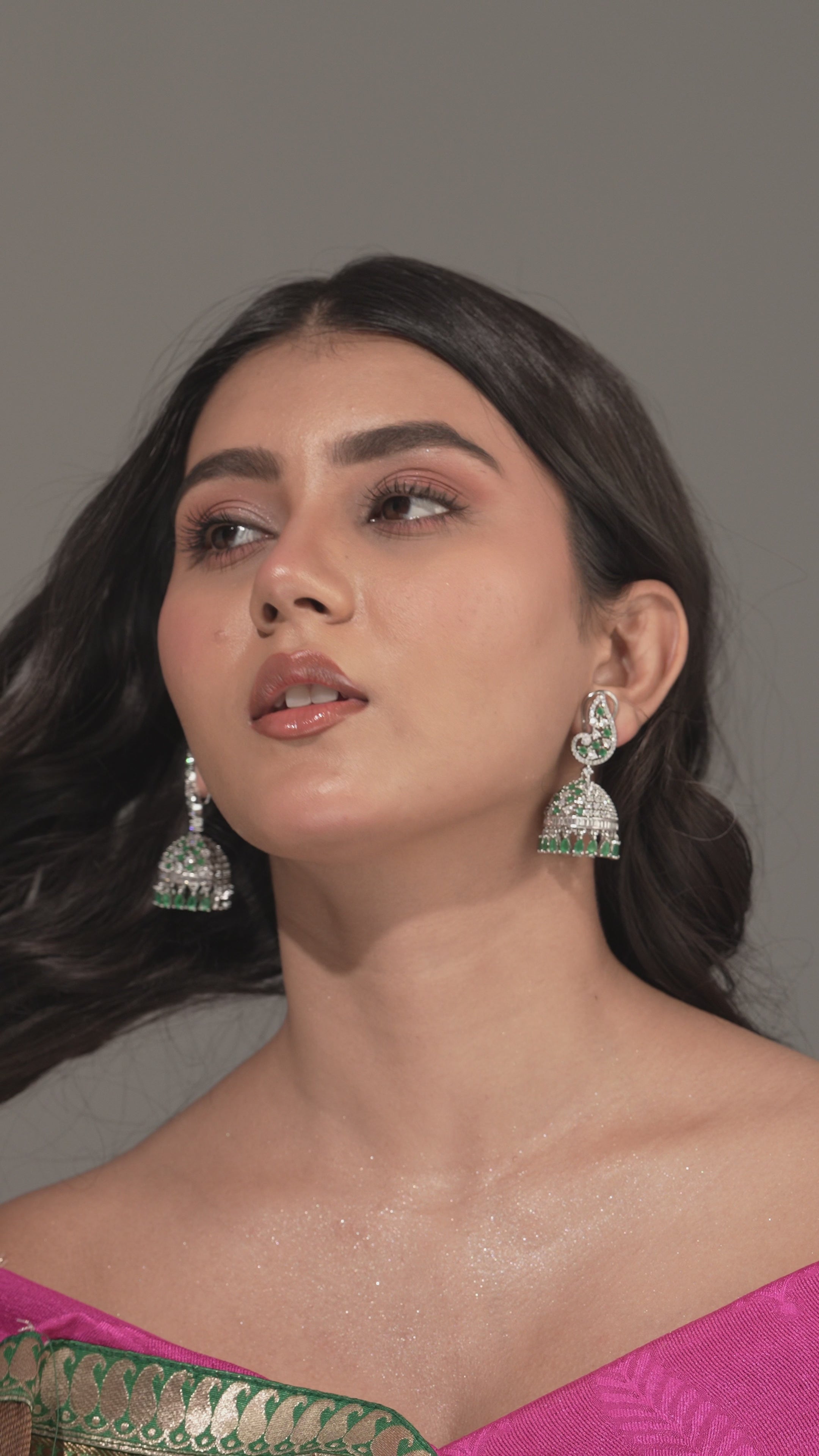 Emerald Dew Jhumka Earrings