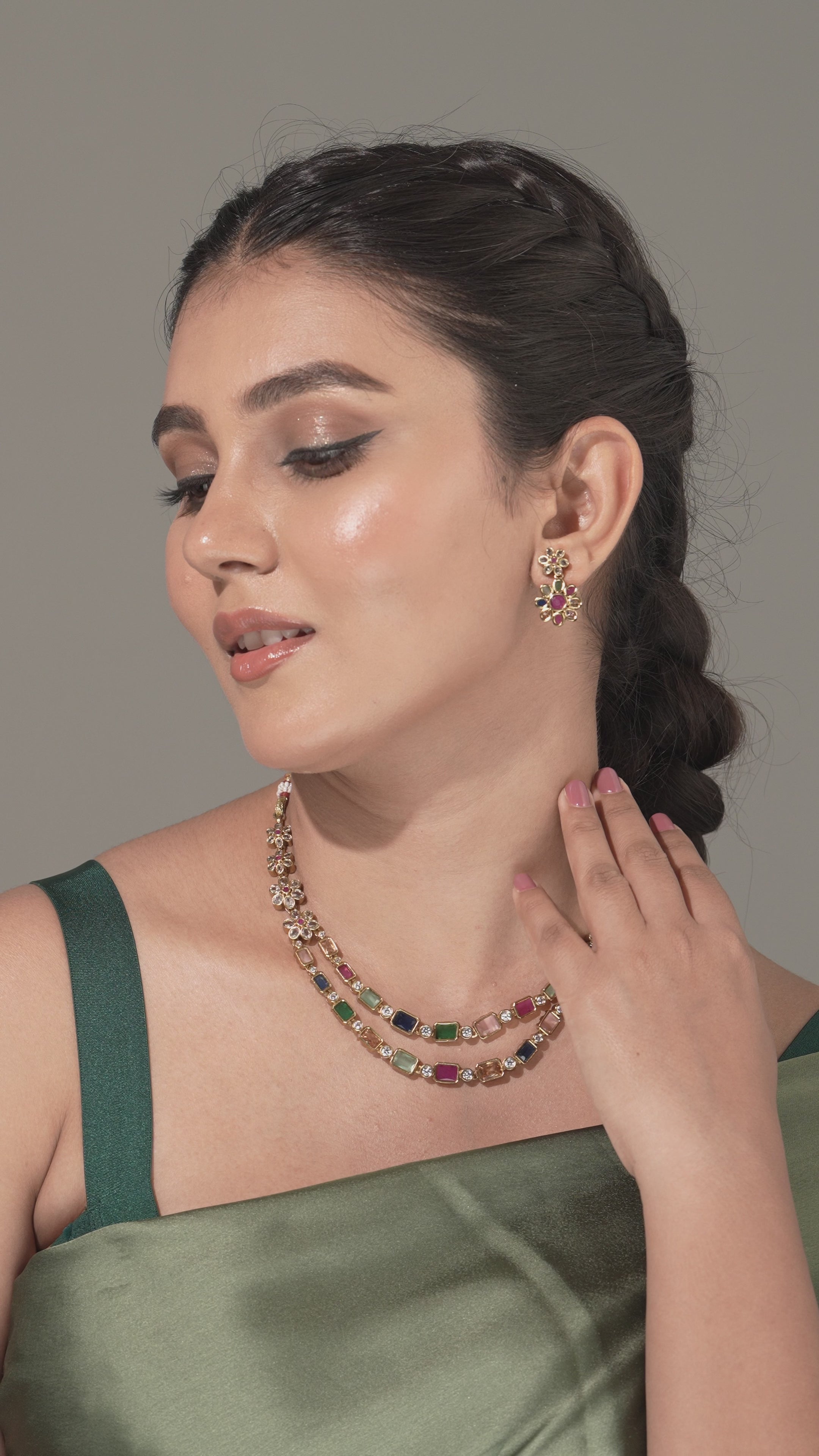 Rainbow Elegance Multicolor Necklace & Earrings Set