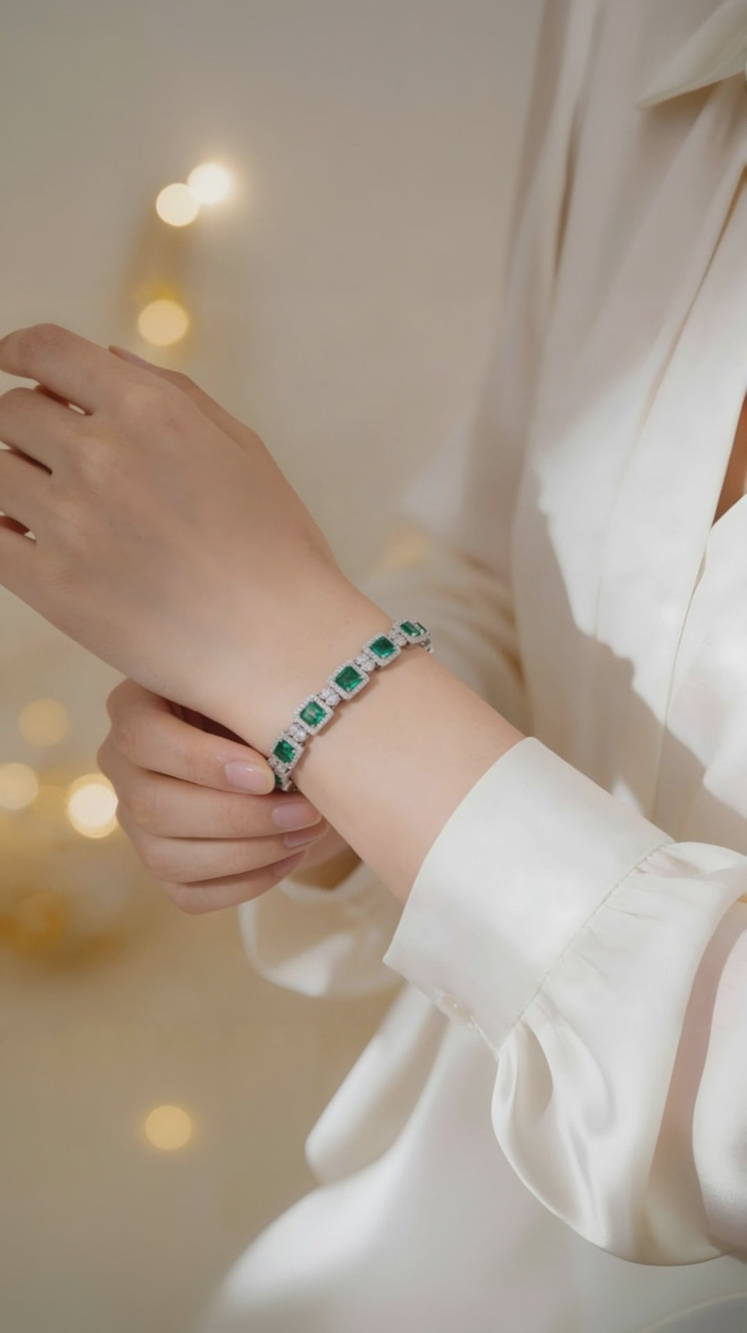 Square Emerald Cut Cubic Zirconia Silver Plated Tennis Bracelet