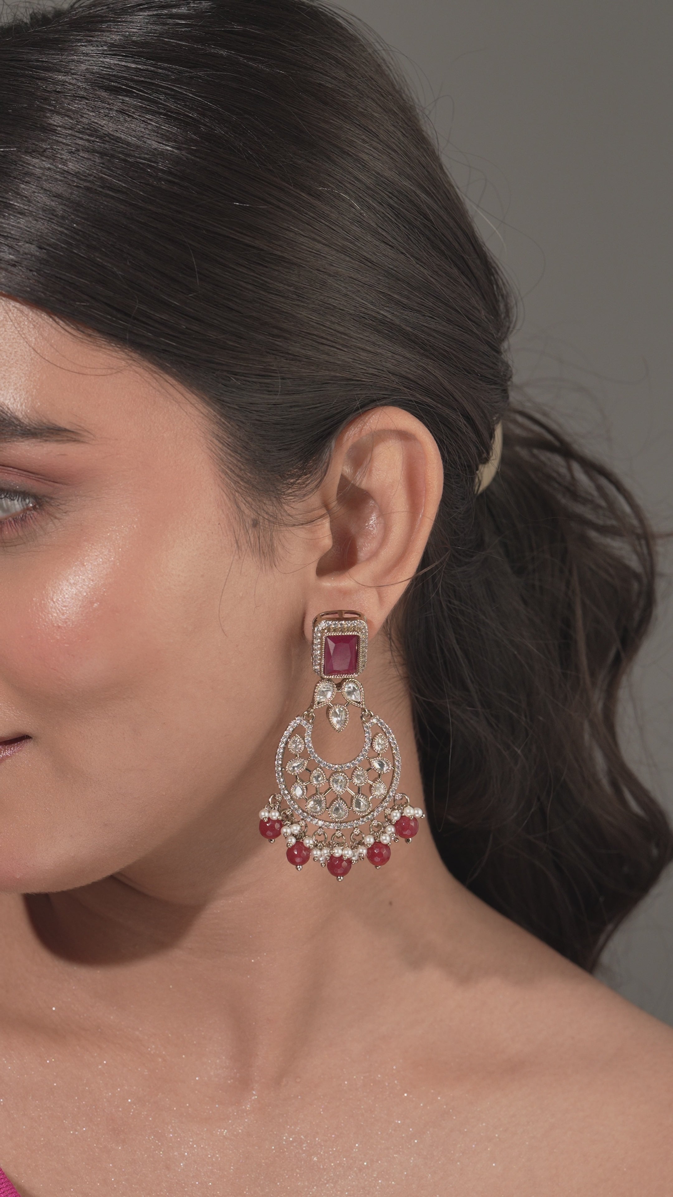 Fuchsia Blossom Chandelier Earrings