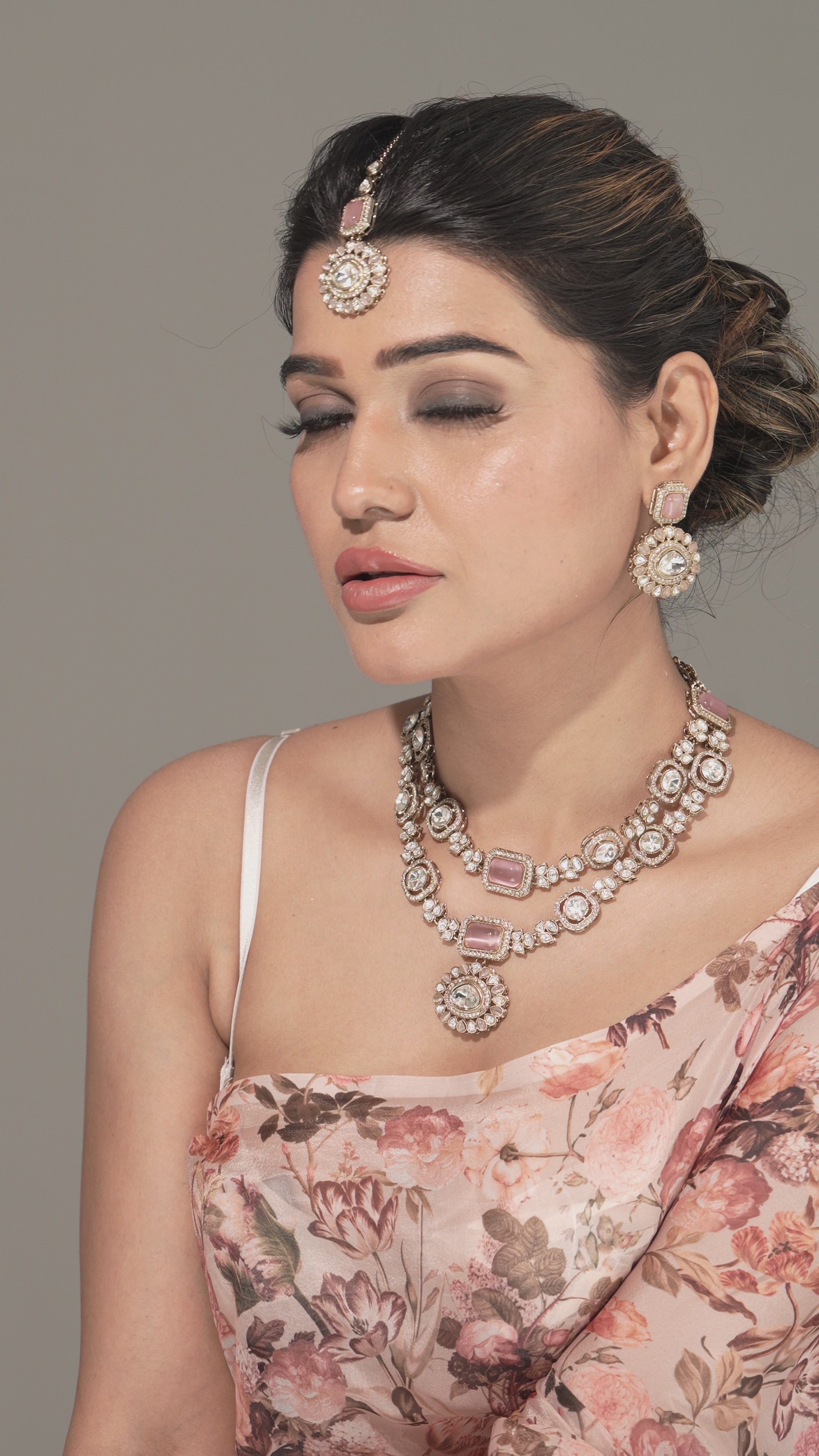 Regal Crest – Green, Moissanite and  CZ Long Necklace