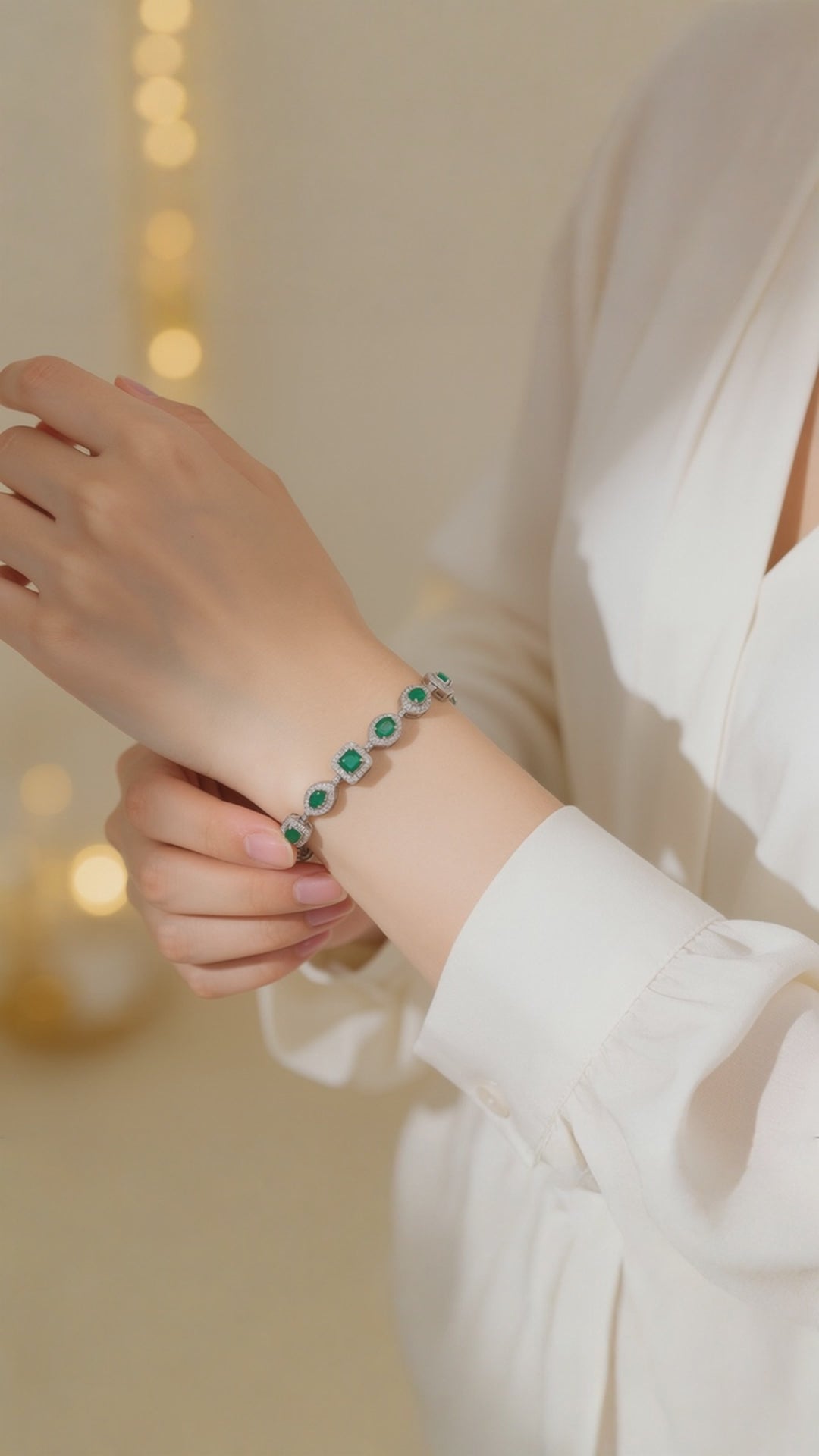 Luxury Emerald Cut Silver Plated Cubic Zirconia Multi Shape Bracelet