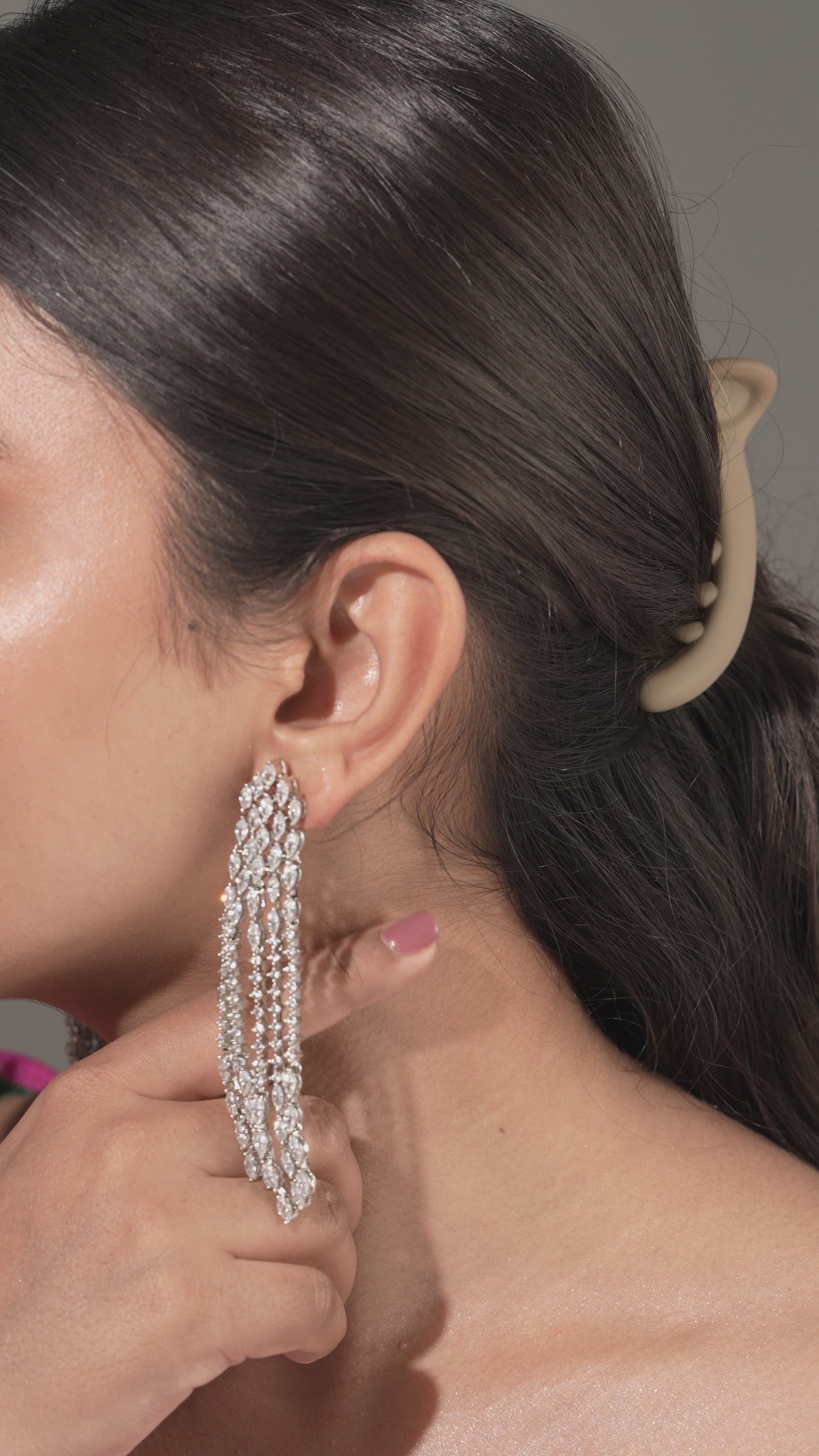 Crystal Waterfall Long Drop Earrings