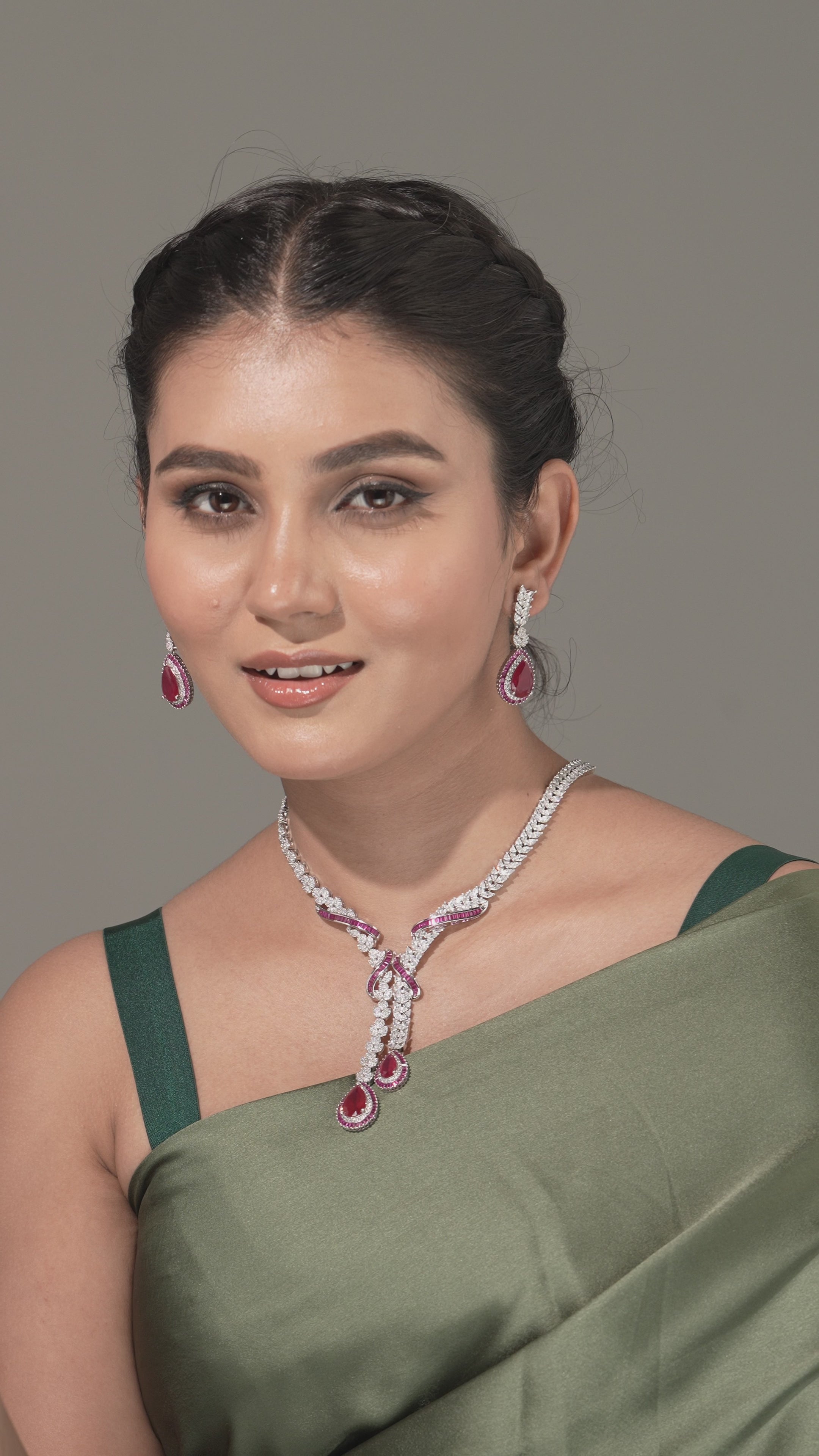 Rosaria Ruby Baguette Necklace Set – Swarovski elements  Banquet Collection