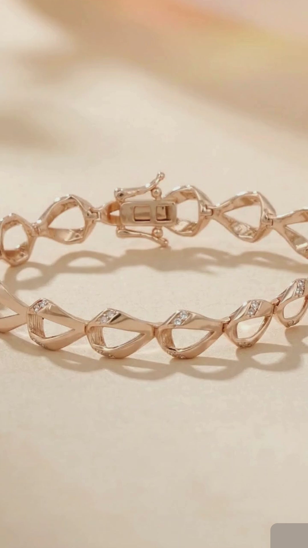 Gold Plated Sterling Silver Cubic Zirconia Operable Bracelet